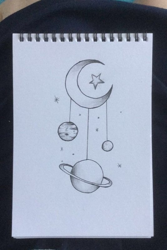 Космос рисунок карандашом