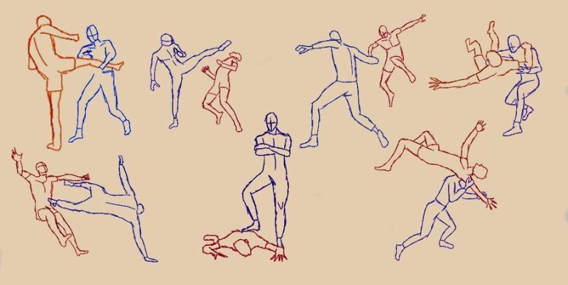 Позы для рисования драка