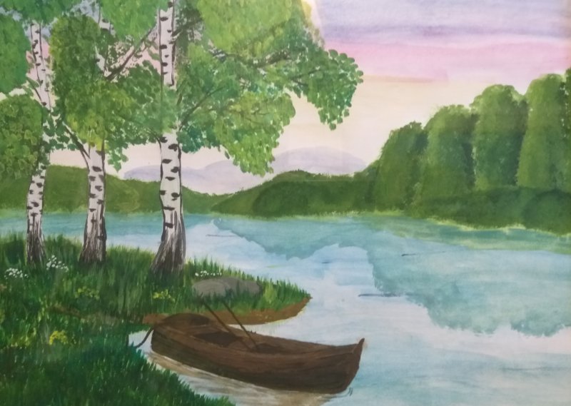Летний пейзаж рисунок