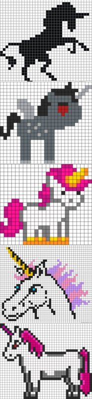 Рисование по клеточкам Единорог