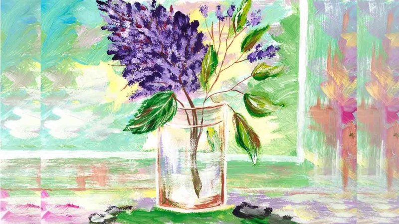 ветка сирени правополушарное рисование