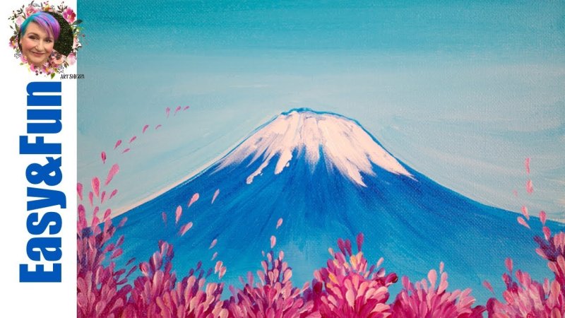 Гора Фудзи рисунок красками