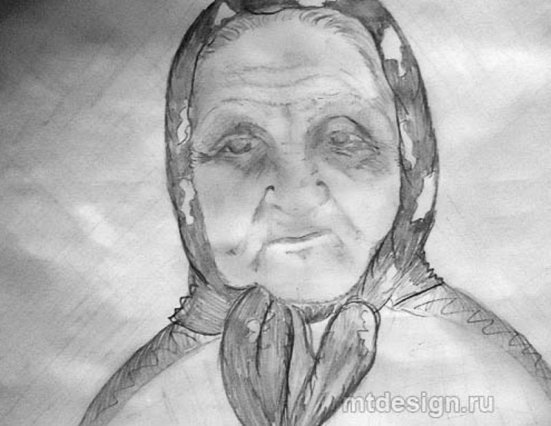 Бабушка рисунок карандашом