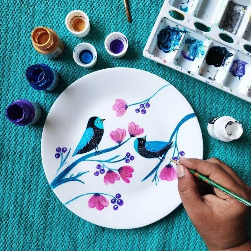Роспись тарелок акриловыми красками