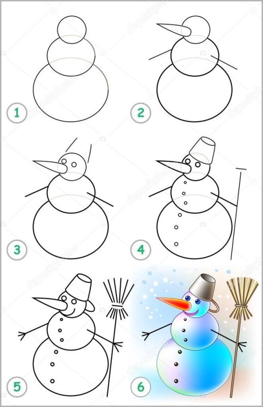 Рисование снеговика
