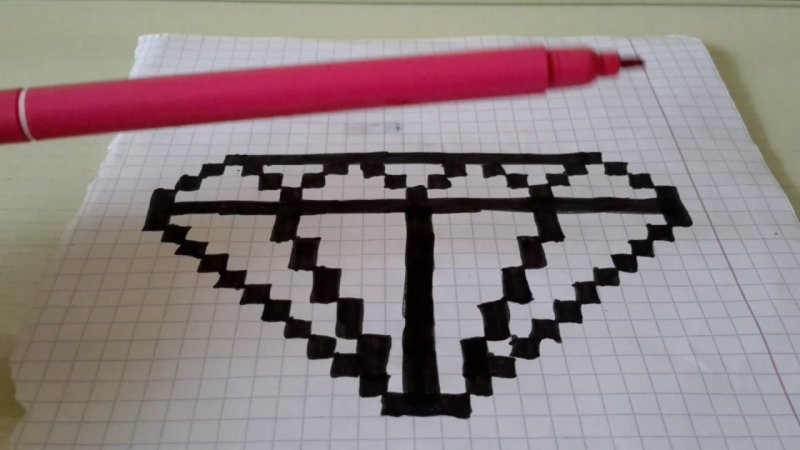 Рисование по клеточкам чёрной ручкой