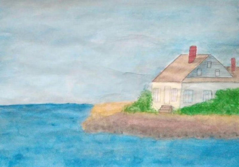 Дом у моря рисунок