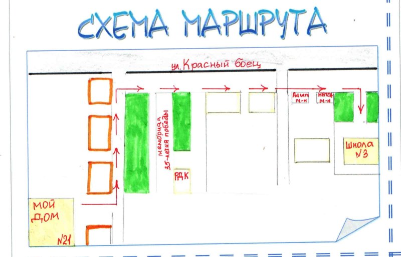 Маршрутный лист для школьника от дома до школы образец