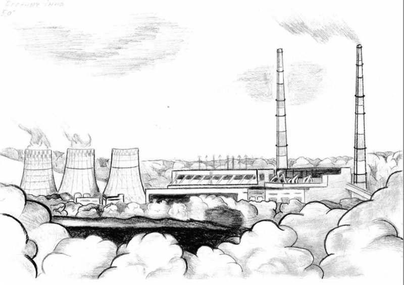 Атомная станция Нововоронеж рисунок