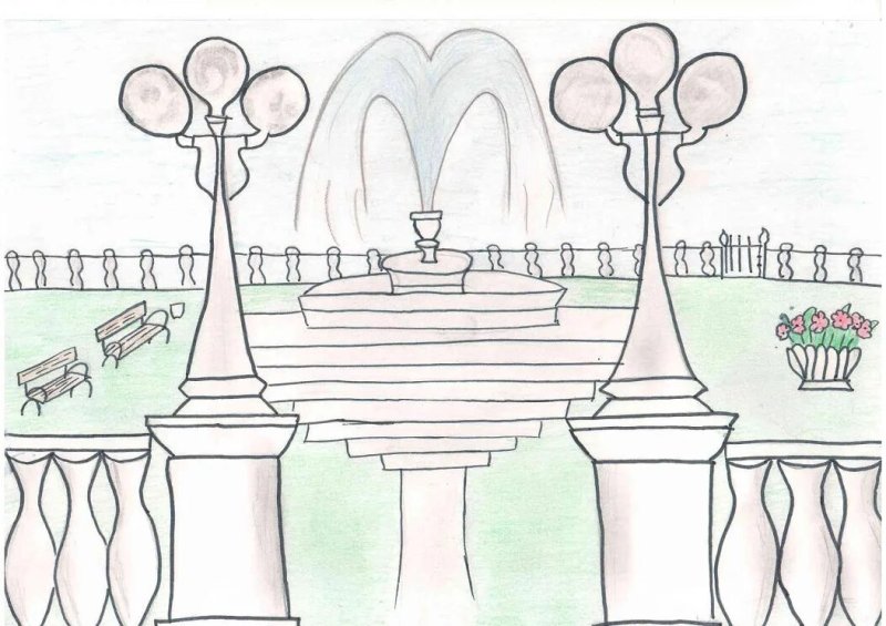 легкий рисунок парка