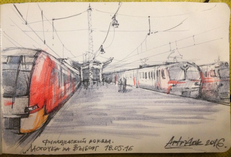 Электричка рисунок