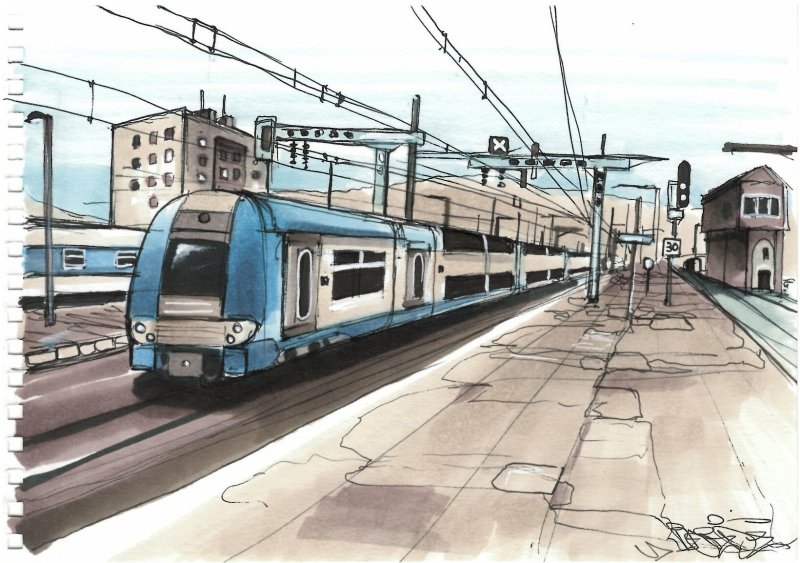 Электричка рисунок