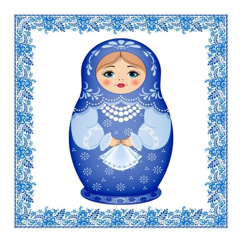 матрешка роспись гжель