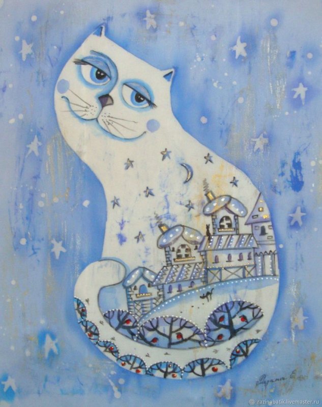 Кот рисунок гуашью