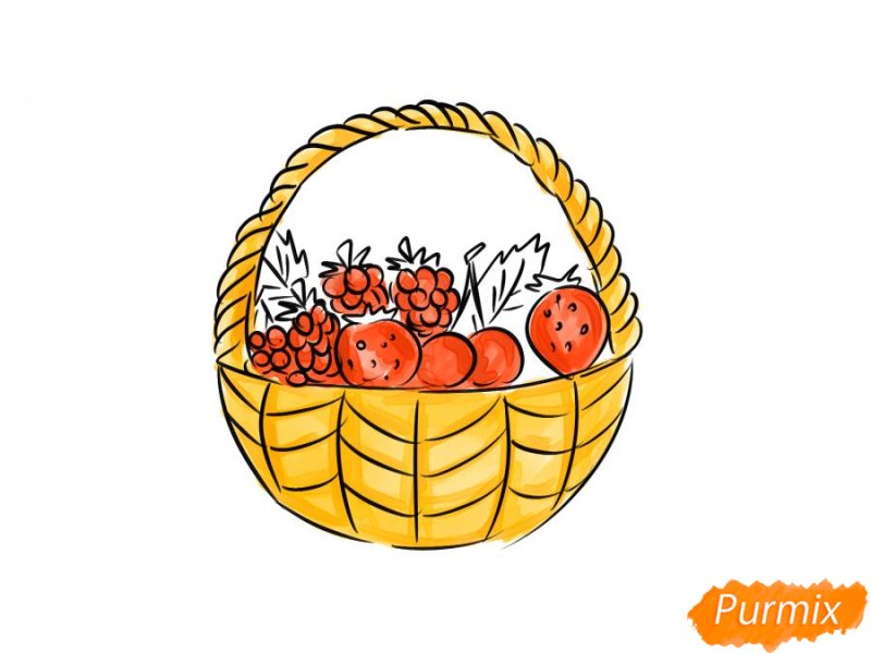 Рисование фрукты в корзинке