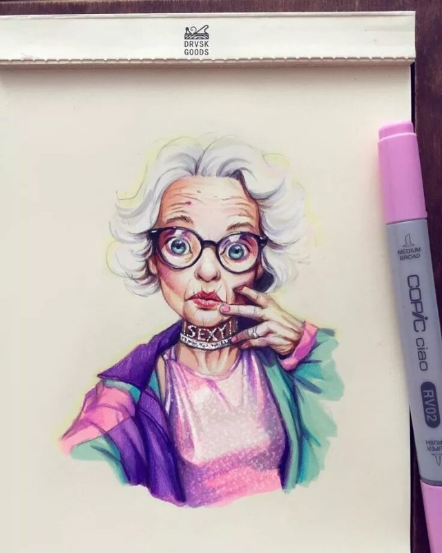 Старушка рисунок