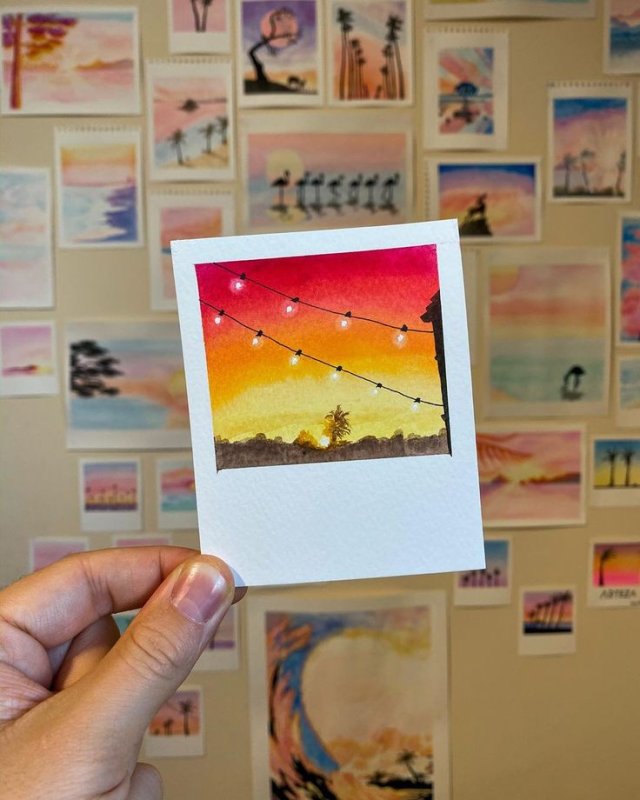Рисунки акварелью полароид