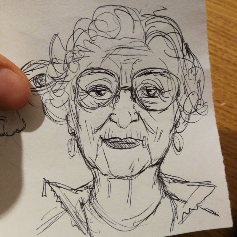 Старушка рисунок карандашом
