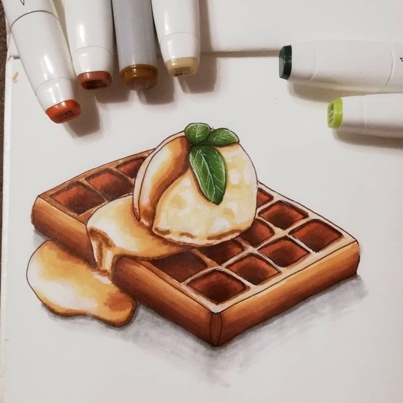 Скетчинг еда маркерами для начинающих