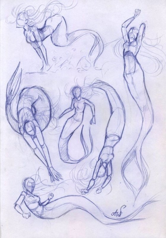 Русалка референс позы