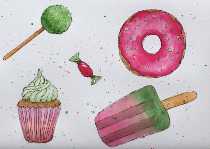 рисунки сладостей для срисовки