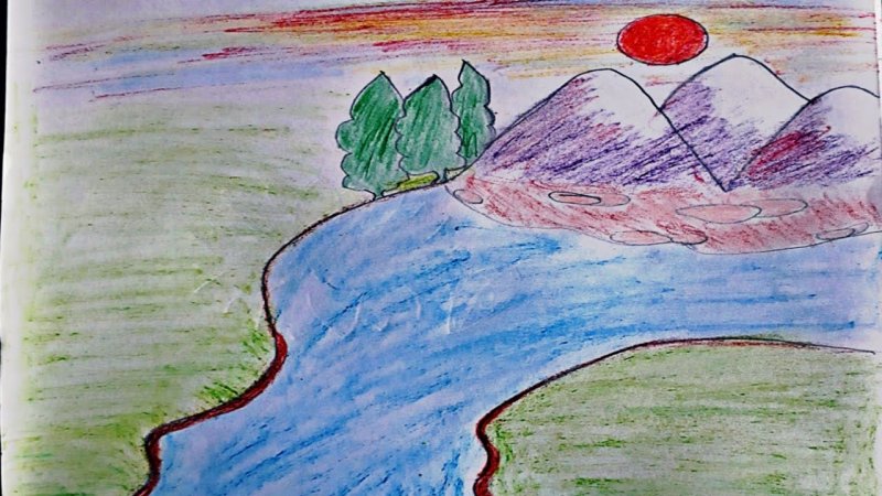 Река детский рисунок