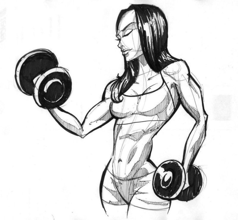 Тренажерный зал рисунок карандашом