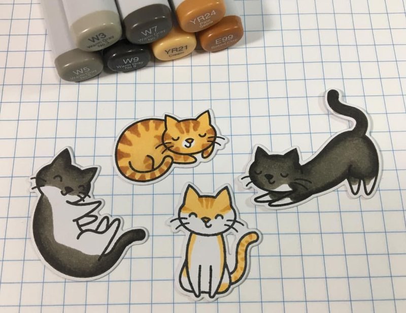 Котик маркерами