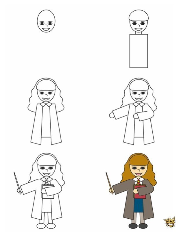 поэтапное рисование гарри поттера