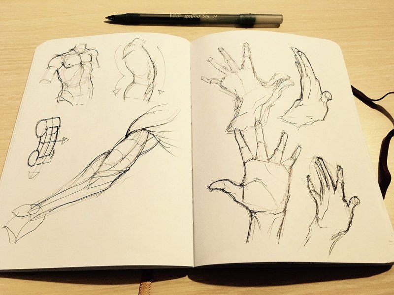 Рисования рук для скетчбука