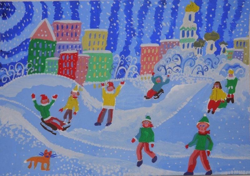Рисунок на тему зимние забавы