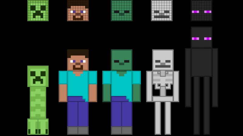 рисунки по клеточкам скины из майнкрафта