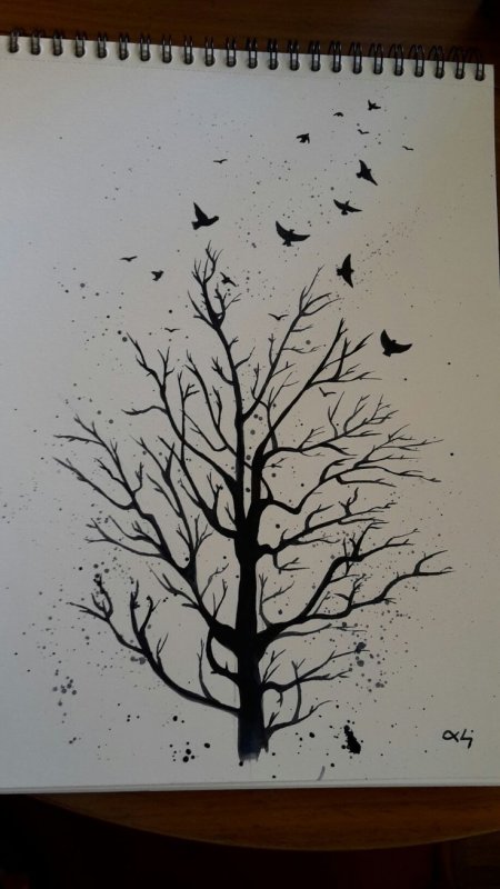 Дерево для срисовки легко и красиво