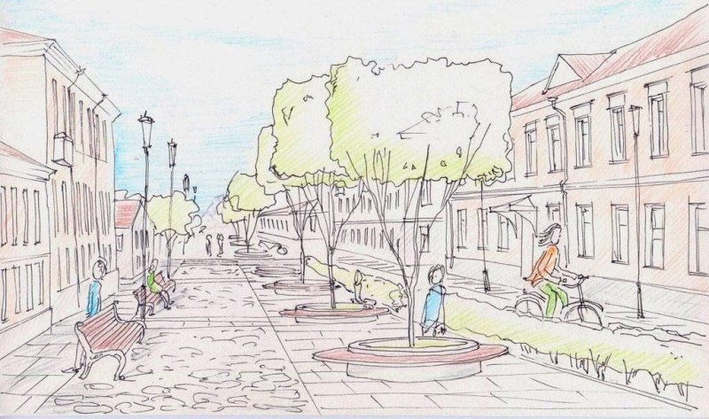 Городской пейзаж рисунок