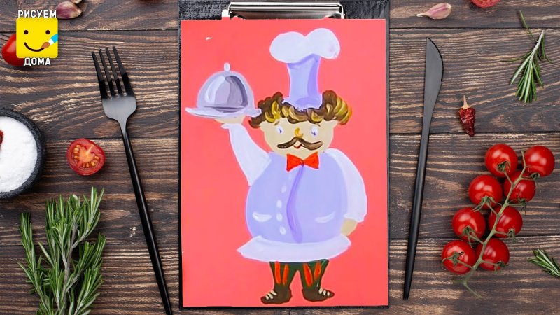 Рисунок повара гуашью