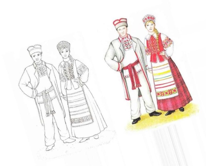 Чувашский национальный костюм рисунок