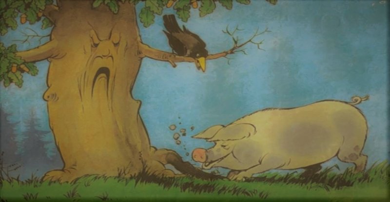 Свинья под дубом из пластилина