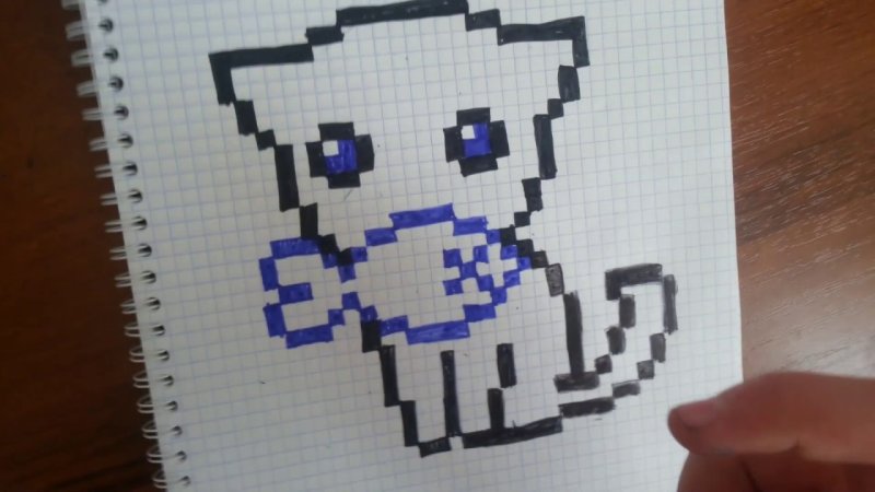 Рисование по клеточкам в тетради котики