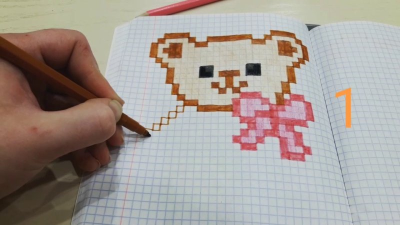 Рисунки по клеточкам мишка