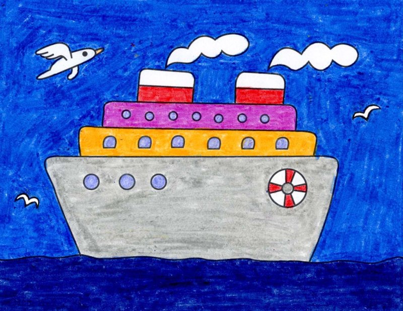 Рисование корабля для детей