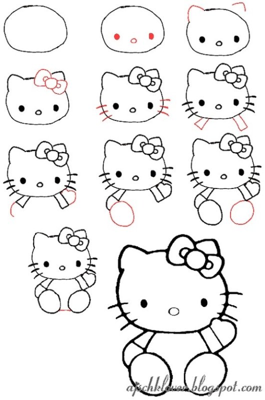Как рисуются персонажи hello Kitty