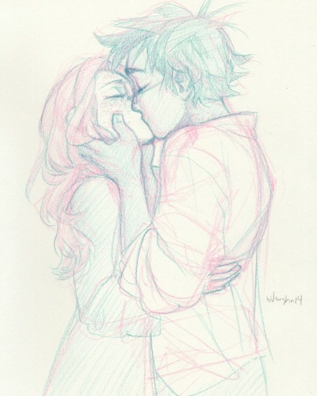 Поцелуй рисунок карандашом