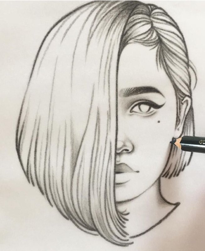 Рисунок девушки карандашом