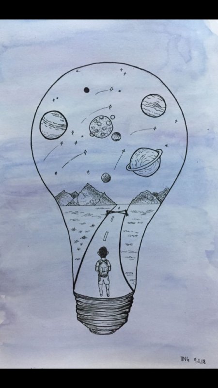 Рисунок космос для срисовки