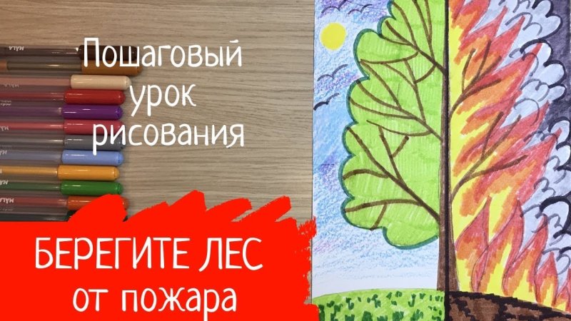 Берегите лес от пожара рисунки