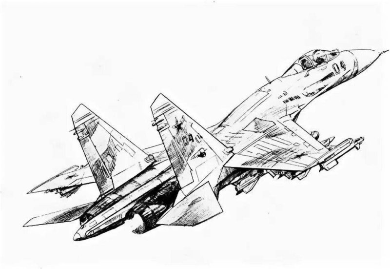 Рисунок самолета Су-27