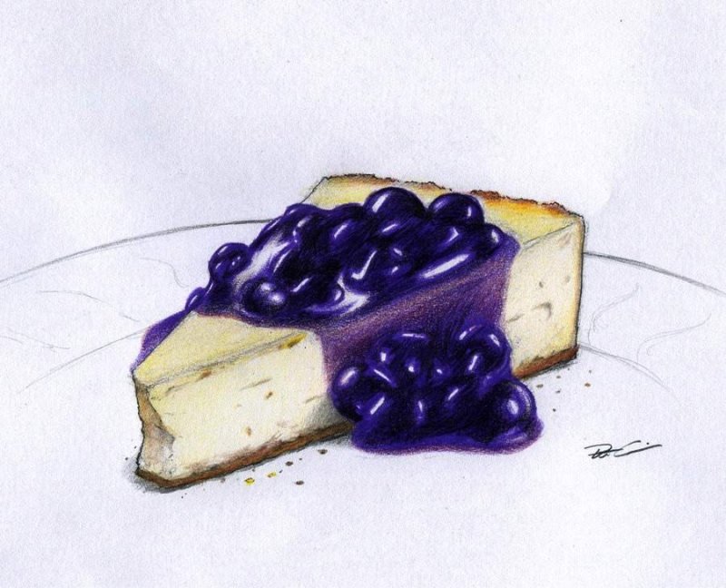 Чизкейк акварелью рисунок