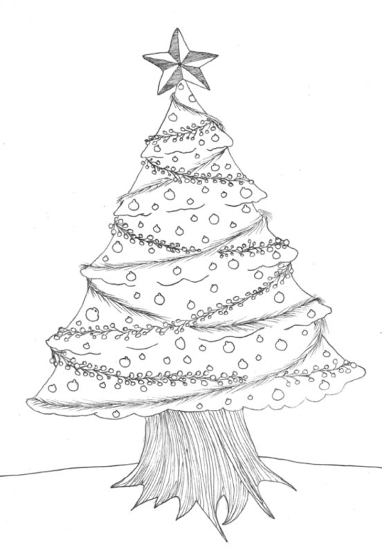 елочка новогодняя раскраска