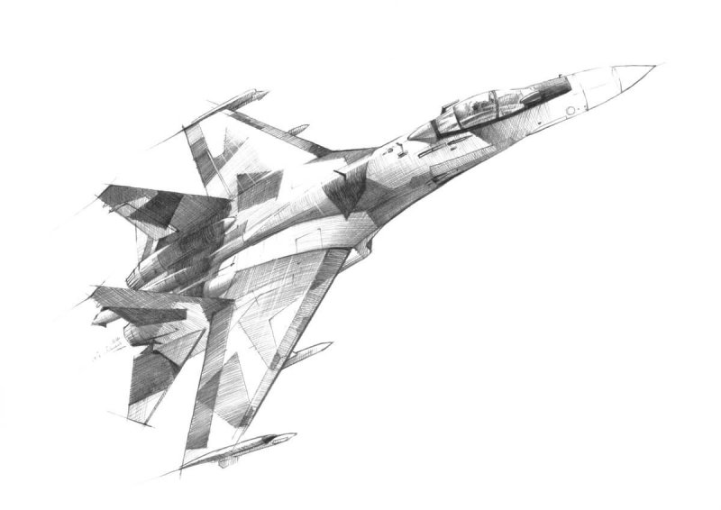 Самолёт Су-35 рисунок