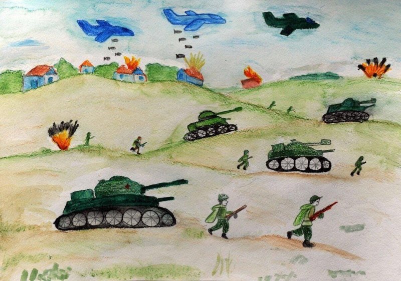 Детский рисунок на тему война